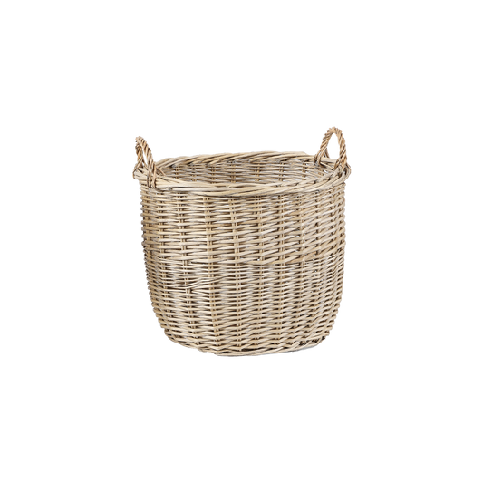 Antique Wash Oval Wicker Storage Basket - 2 Sizes