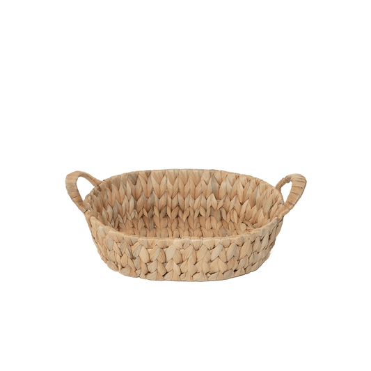 Water Hyacinth Oval Storage Basket with Handle