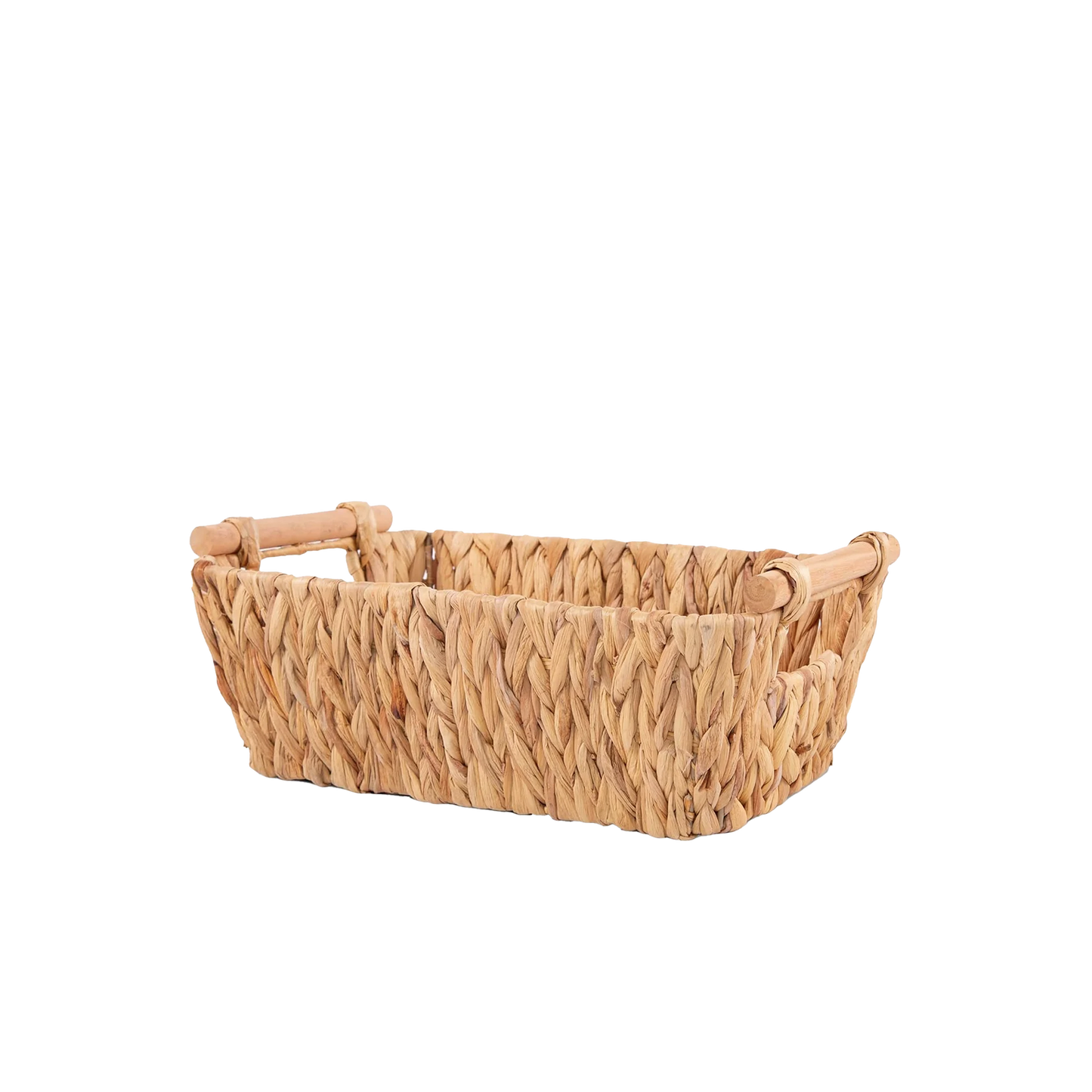 Water Hyacinth Storage Basket with Wooden Handle