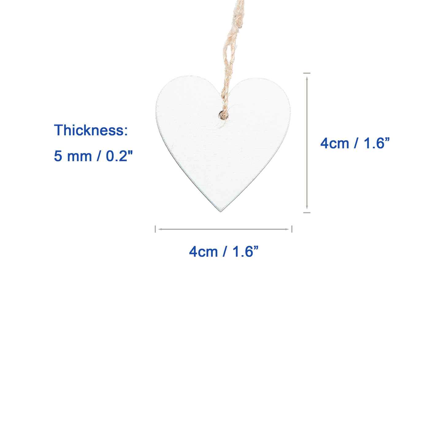Set 10 Hanging Wooden Heart Decorations