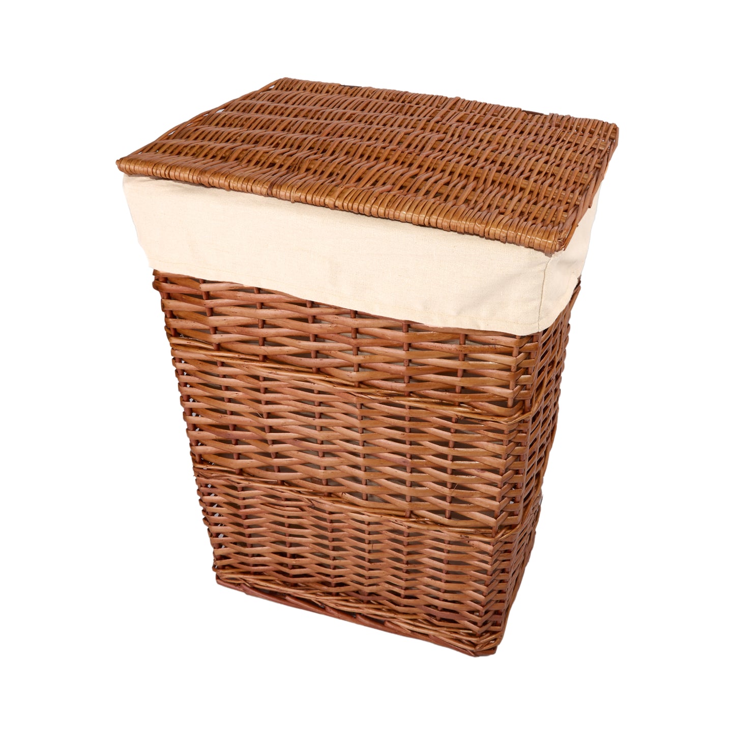 Double Steamed Tapered Wicker Laundry Basket with Lining