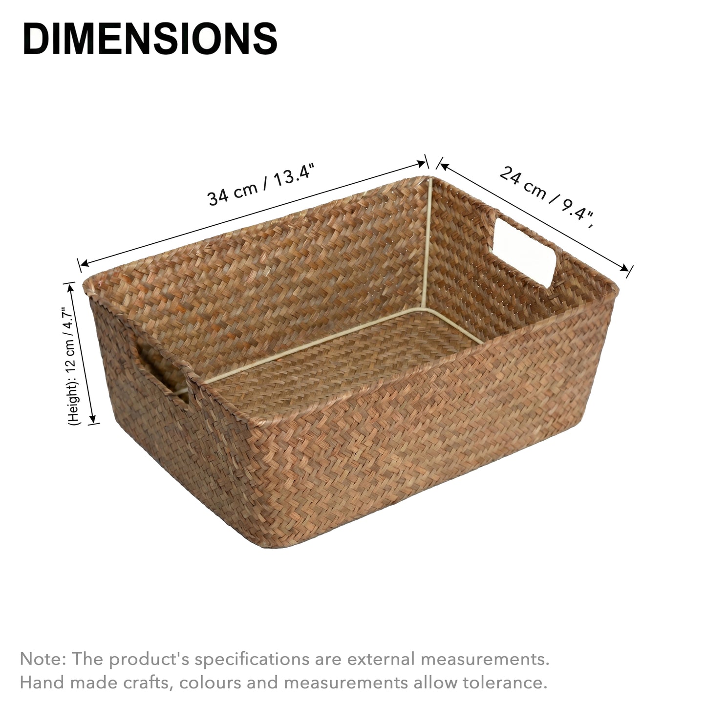 Seagrass Woven Storage Basket with Handle