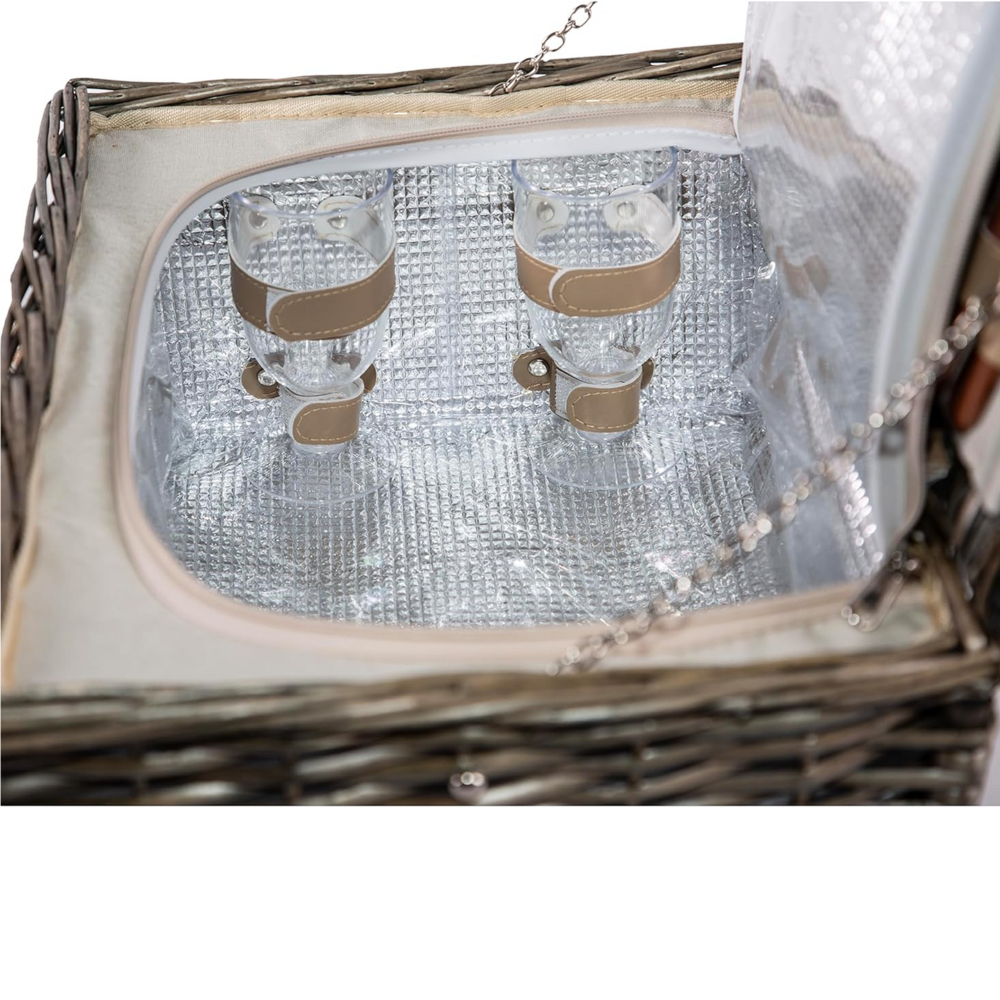 2 Person Antique Wash Picnic Wicker Hamper Basket