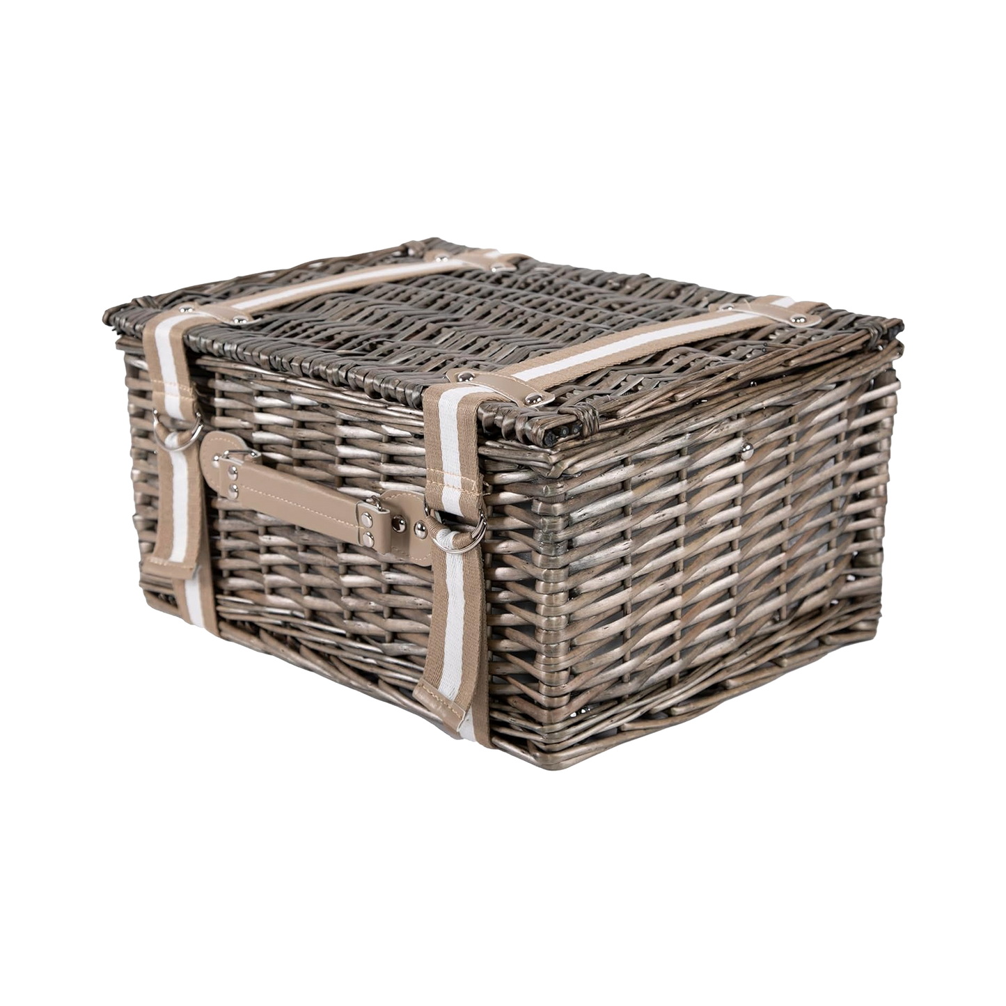 2 Person Antique Wash Picnic Wicker Hamper Basket