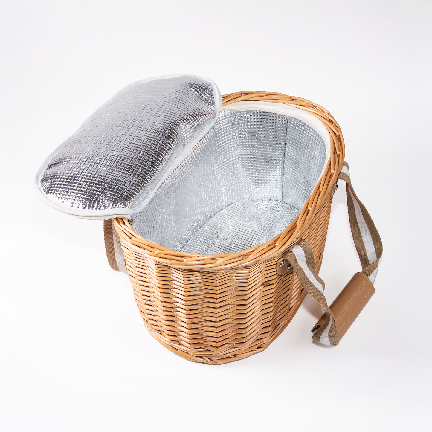 2 Person Wicker Picnic Hamper with Wooden Tabletop Lid