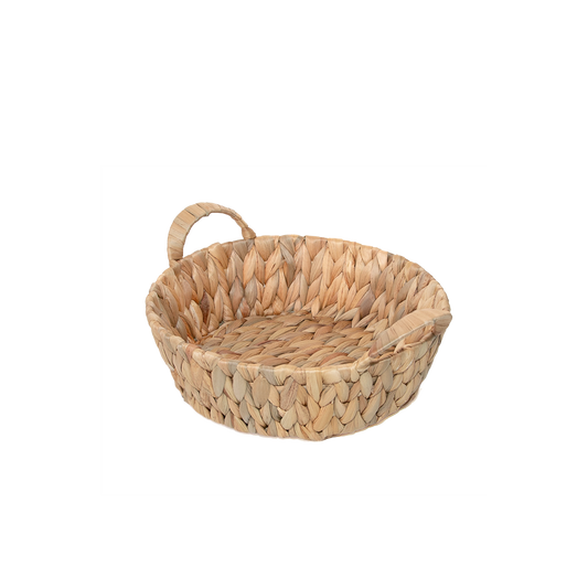 Water Hyacinth Round Storage Basket with Handle