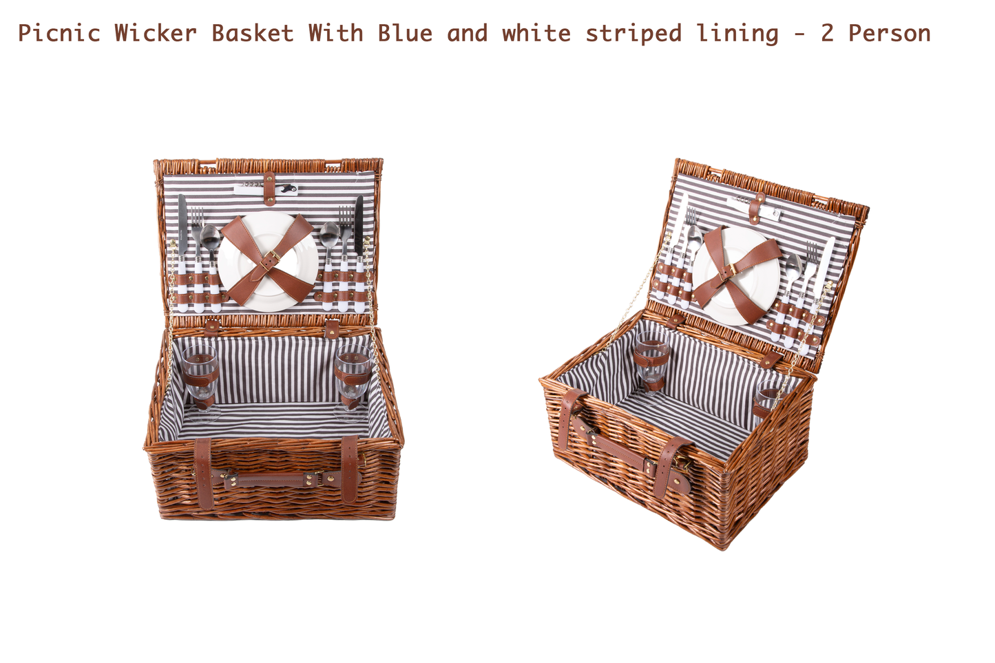 Double Steamed Picnic Wicker Hamper Basket - 2 Person / 4 Person