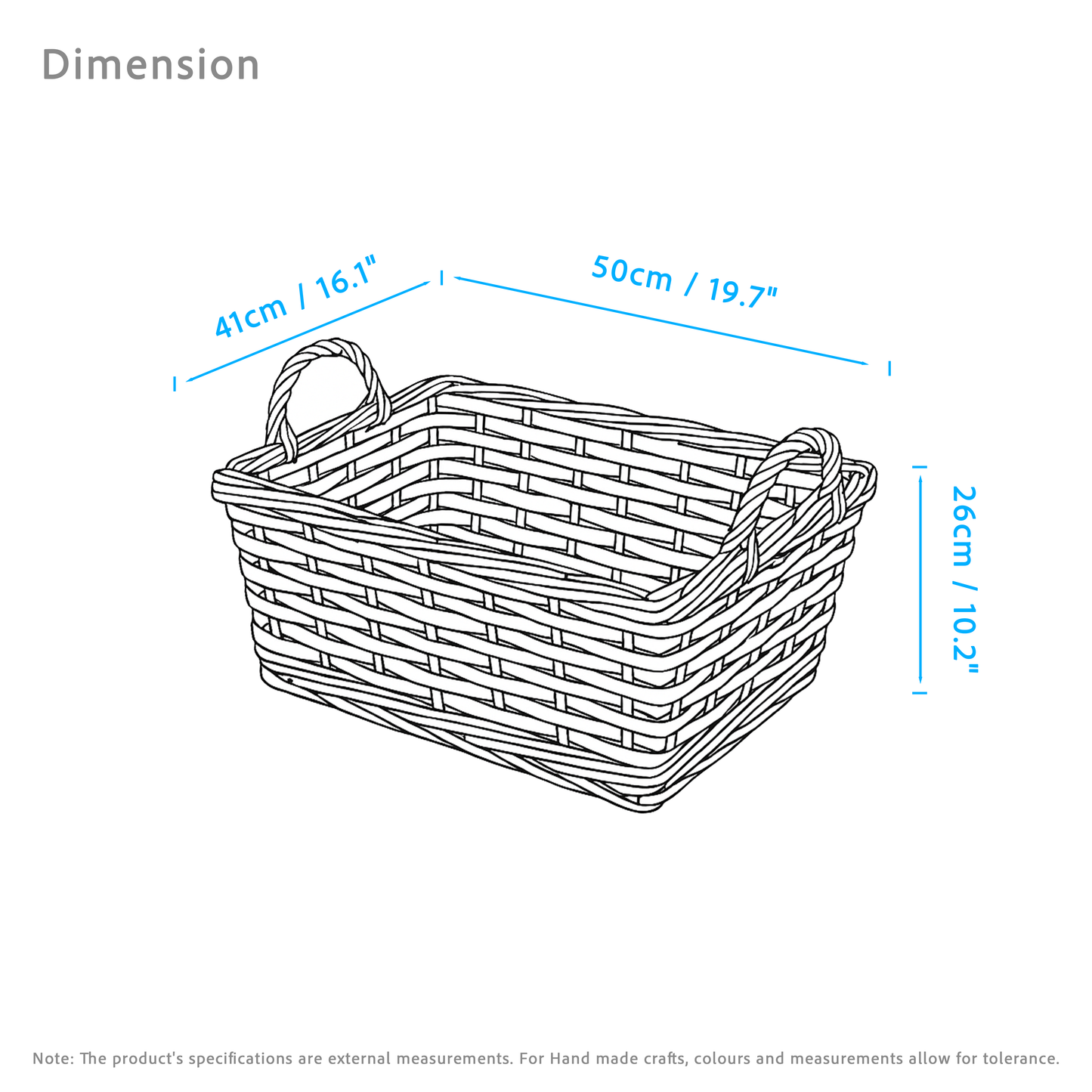 Double Steamed Rectangular Wicker Log Basket