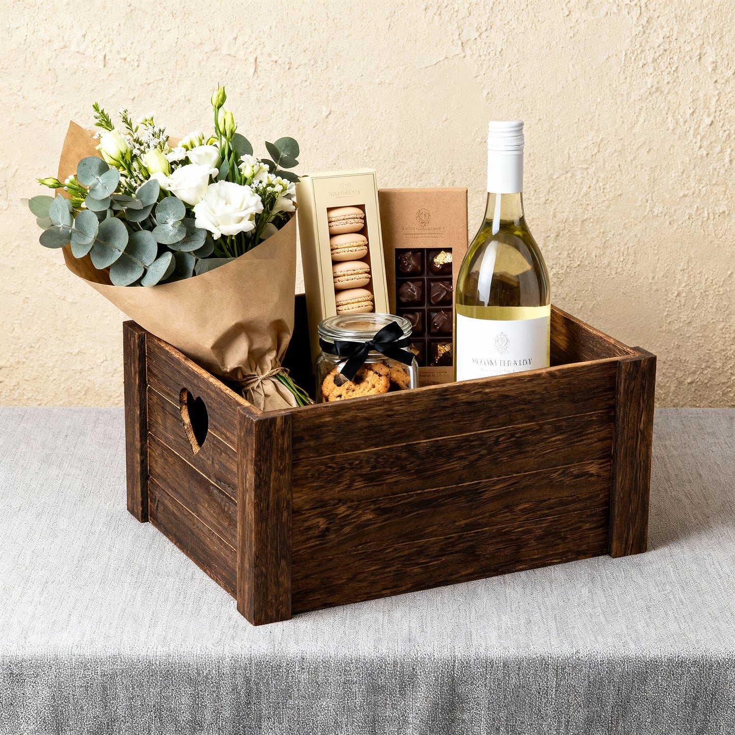 Brown Heart Cut-out Wooden Crate - 3 Sizes