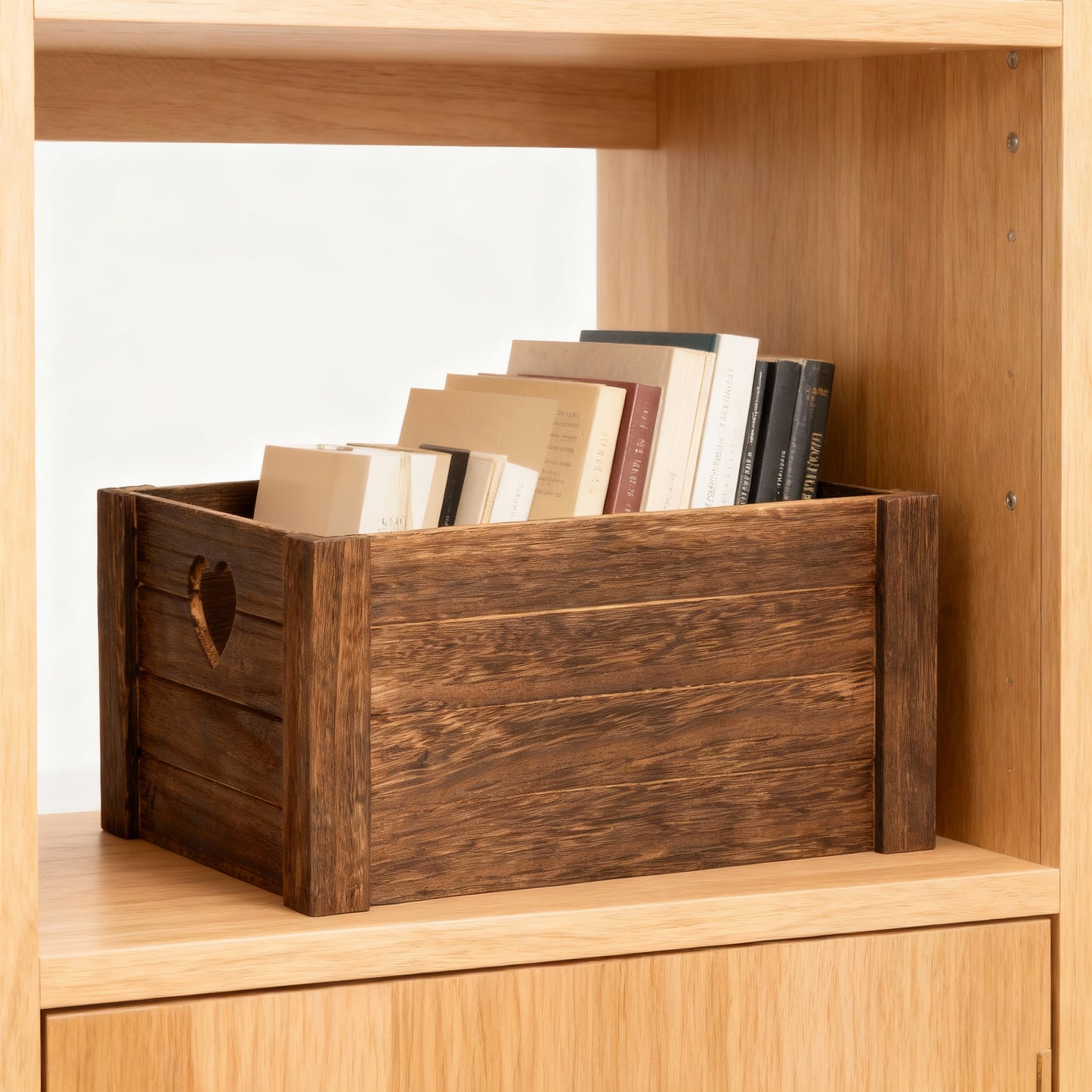 Brown Heart Cut-out Wooden Crate - 3 Sizes