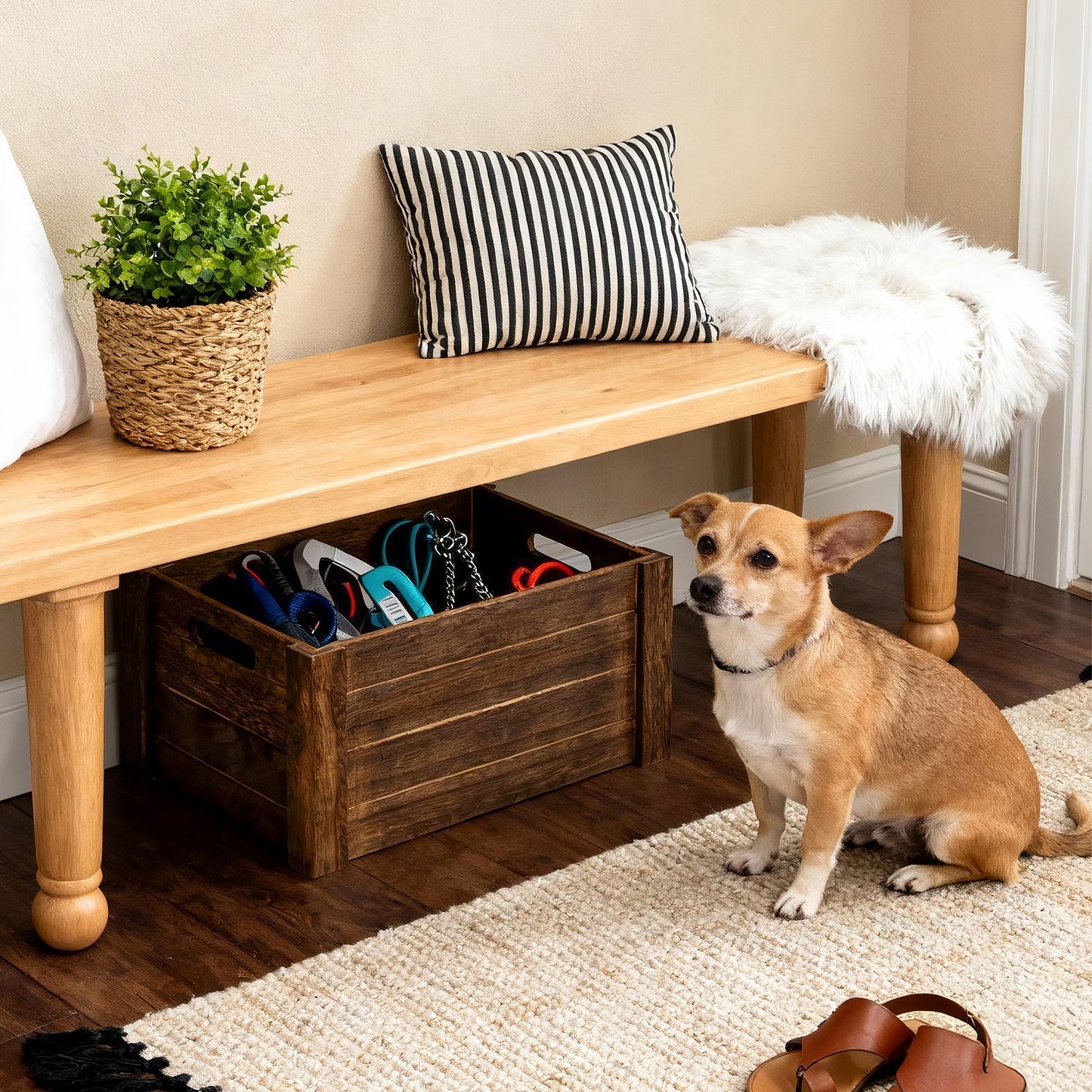 Brown Oval Cut-out Wooden Crate - 3 Sizes