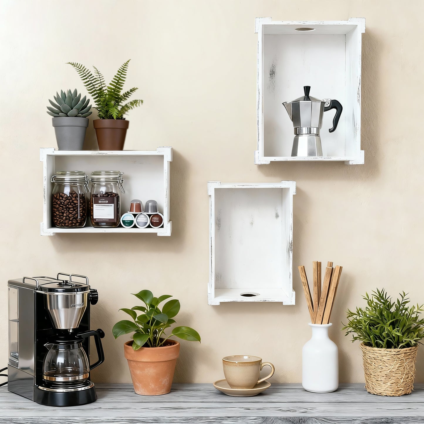 Grey Heart Cut-out Wooden Crate - 3 Sizes