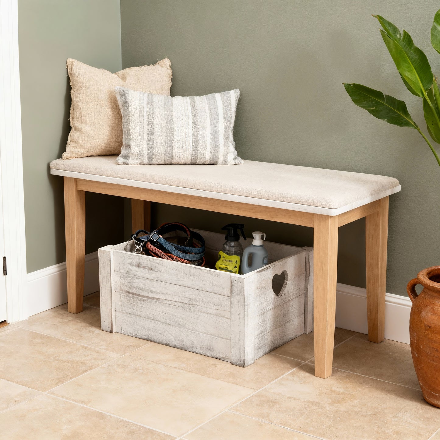 Grey Heart Cut-out Wooden Crate - 3 Sizes