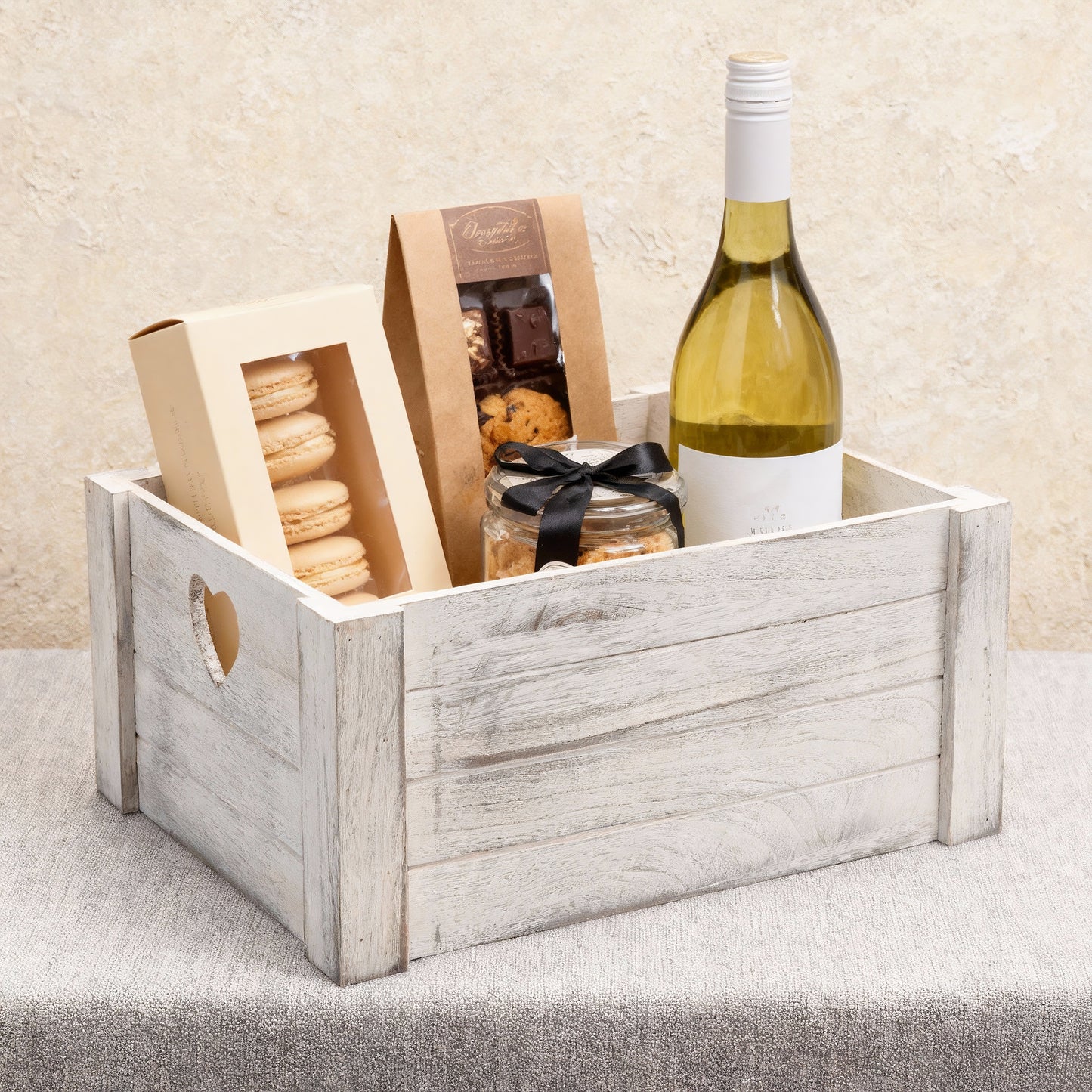 Grey Heart Cut-out Wooden Crate - 3 Sizes