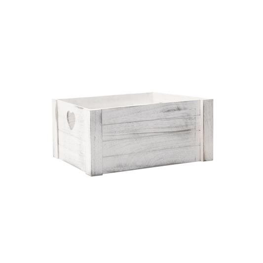 Grey Heart Cut-out Wooden Crate - 3 Sizes