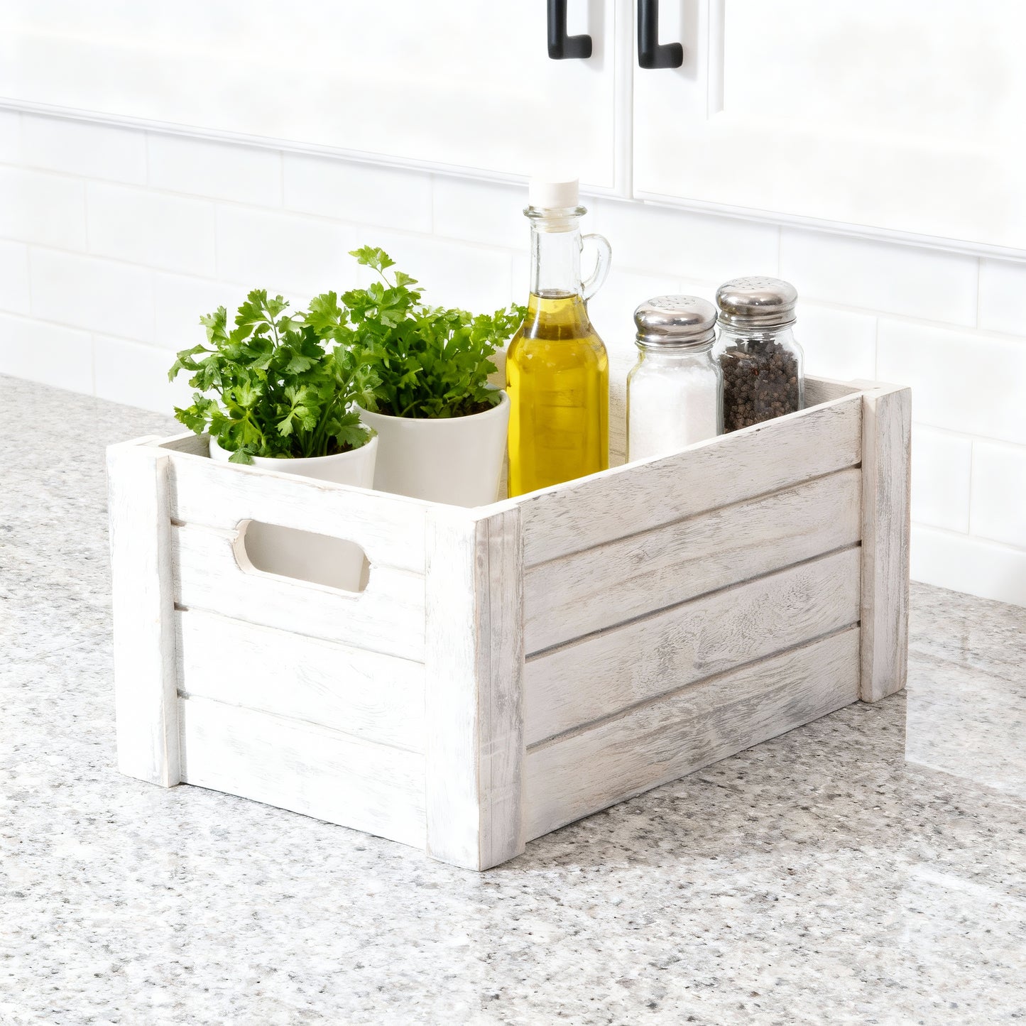 Grey Oval Cut-out Wooden Crate - 3 Sizes