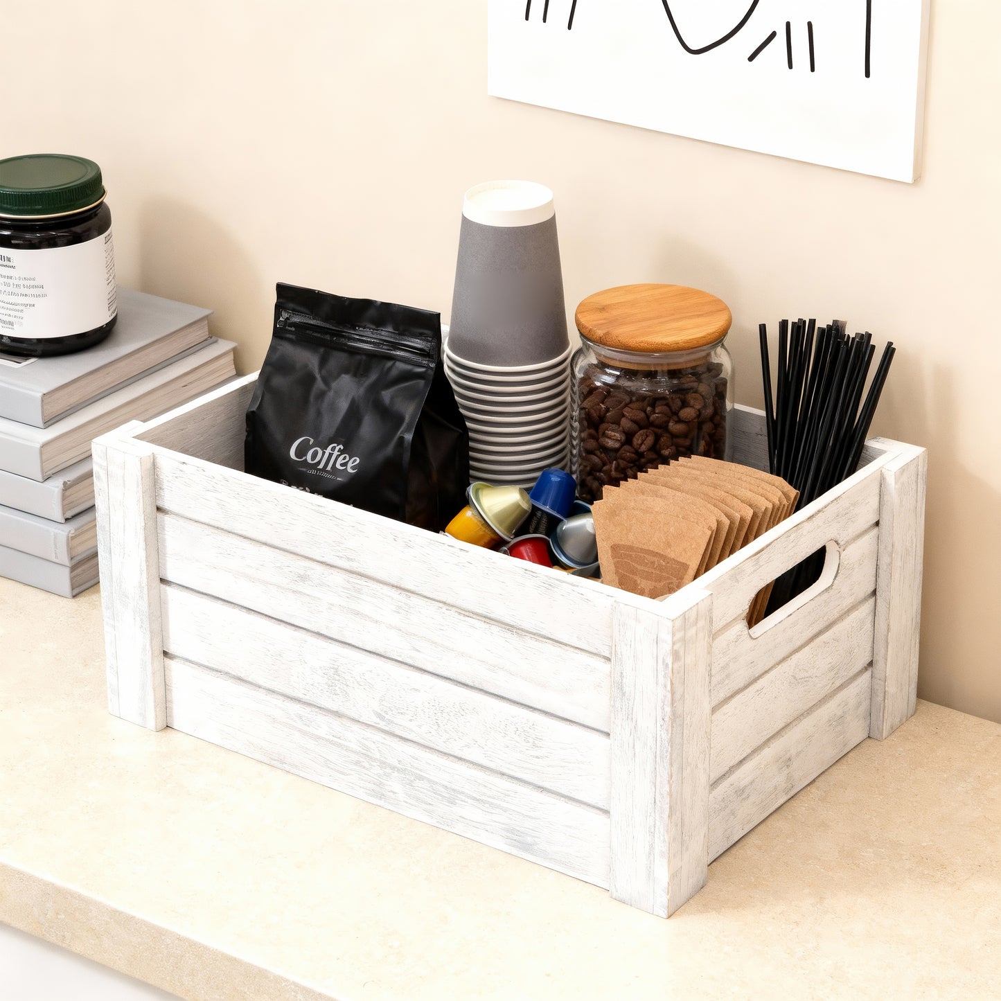 Grey Oval Cut-out Wooden Crate - 3 Sizes