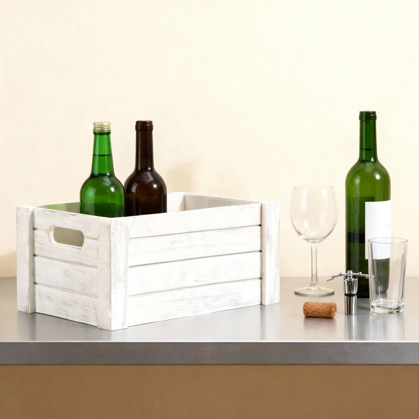 Grey Oval Cut-out Wooden Crate - 3 Sizes