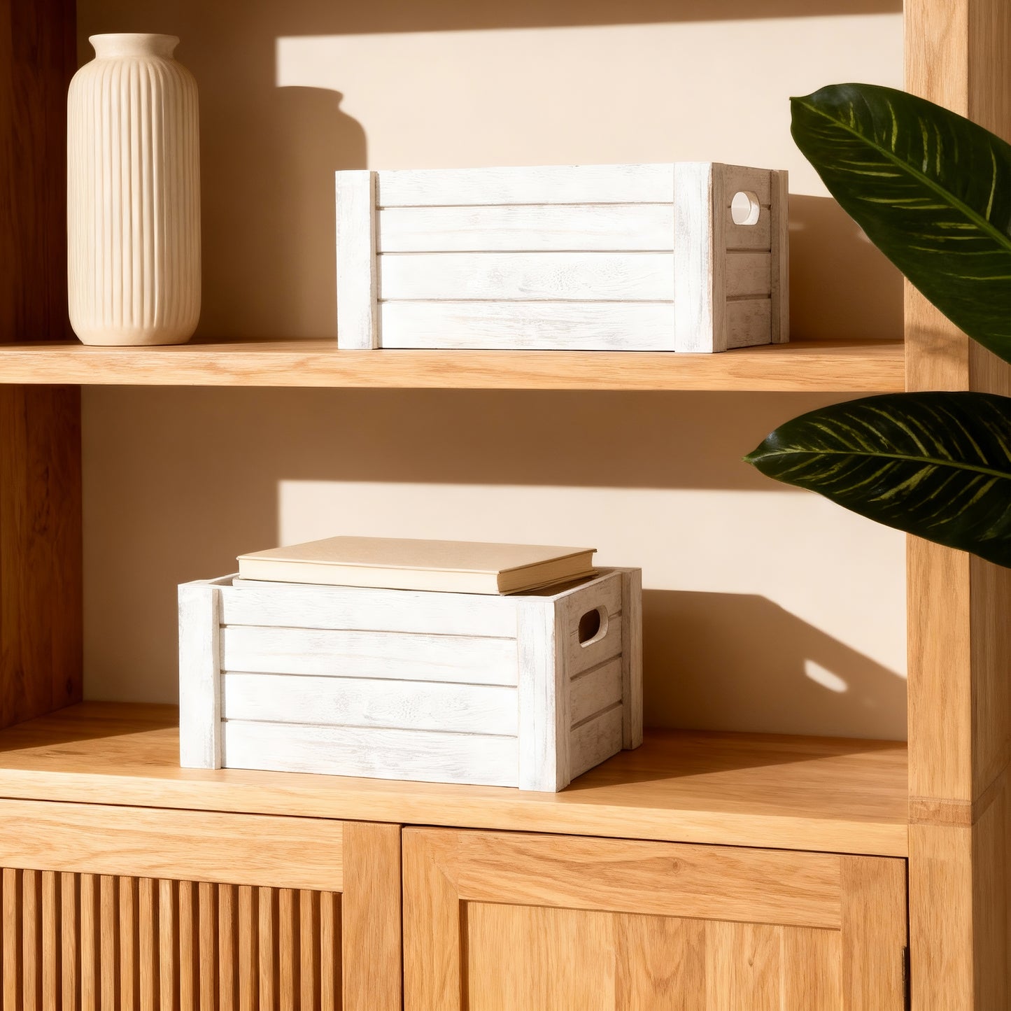 Grey Oval Cut-out Wooden Crate - 3 Sizes
