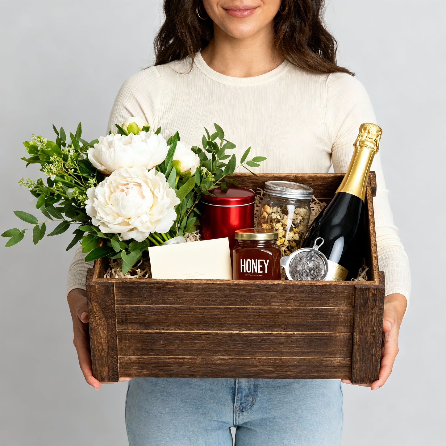 Brown Oval Cut-out Wooden Crate - 3 Sizes