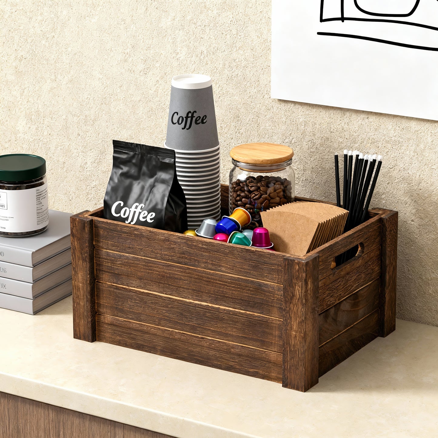 Brown Oval Cut-out Wooden Crate - 3 Sizes