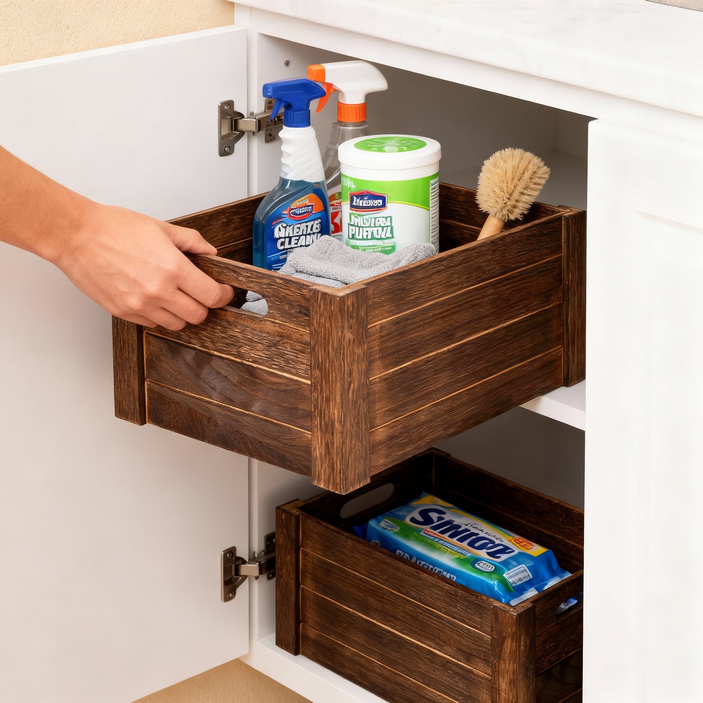 Brown Oval Cut-out Wooden Crate - 3 Sizes