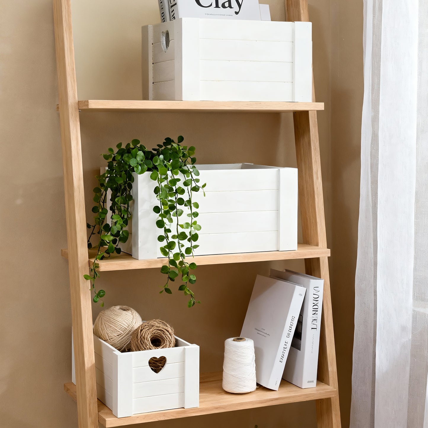 White Heart Cut-out Wooden Crate - 3 Sizes