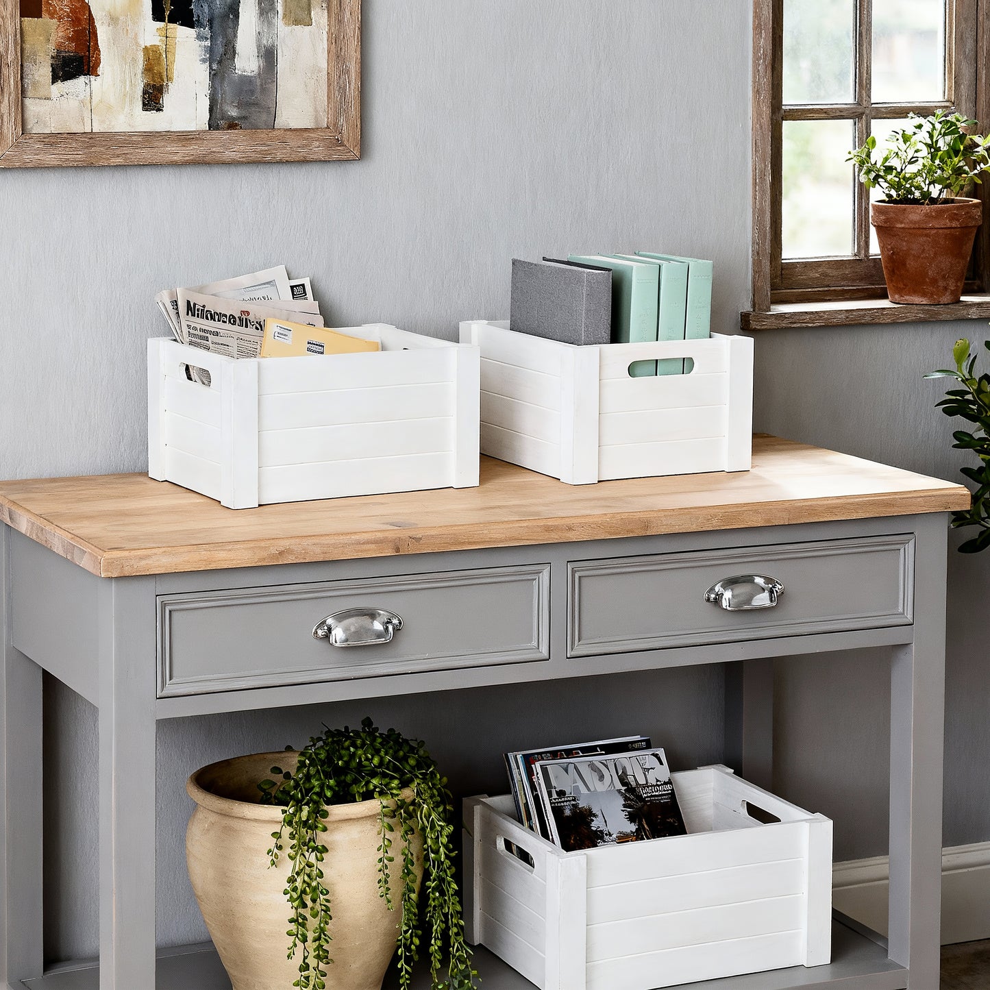 White Oval Cut-out Wooden Crate - 3 Sizes