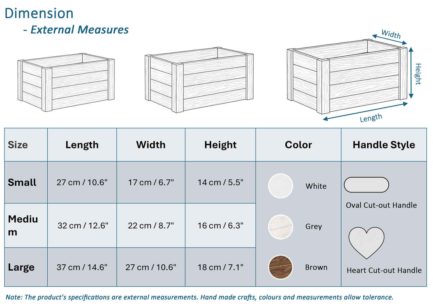 Brown Oval Cut-out Wooden Crate - 3 Sizes