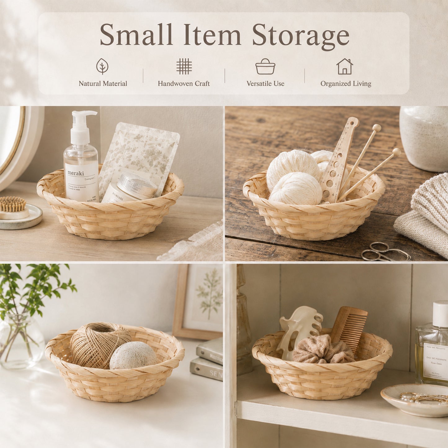 20cm Round Bamboo Packing Basket Tray