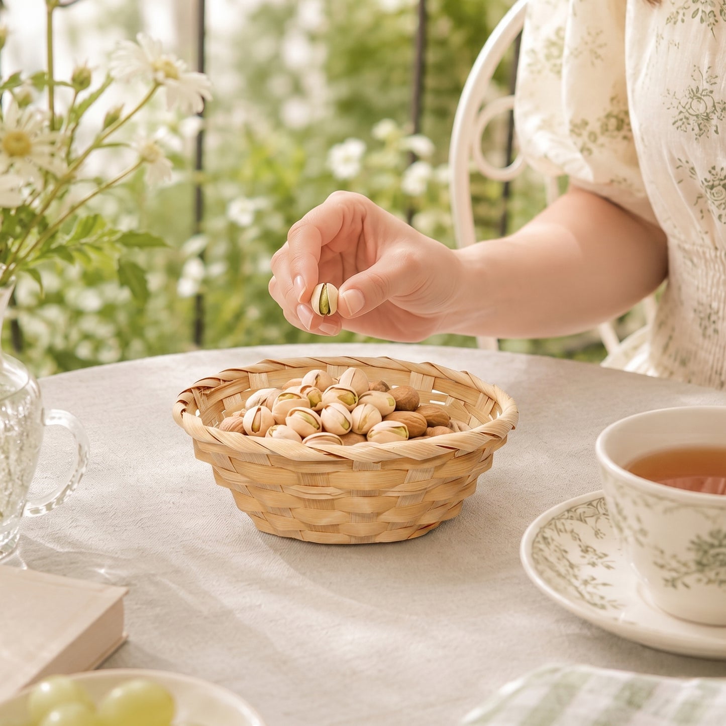 20cm Round Bamboo Packing Basket Tray