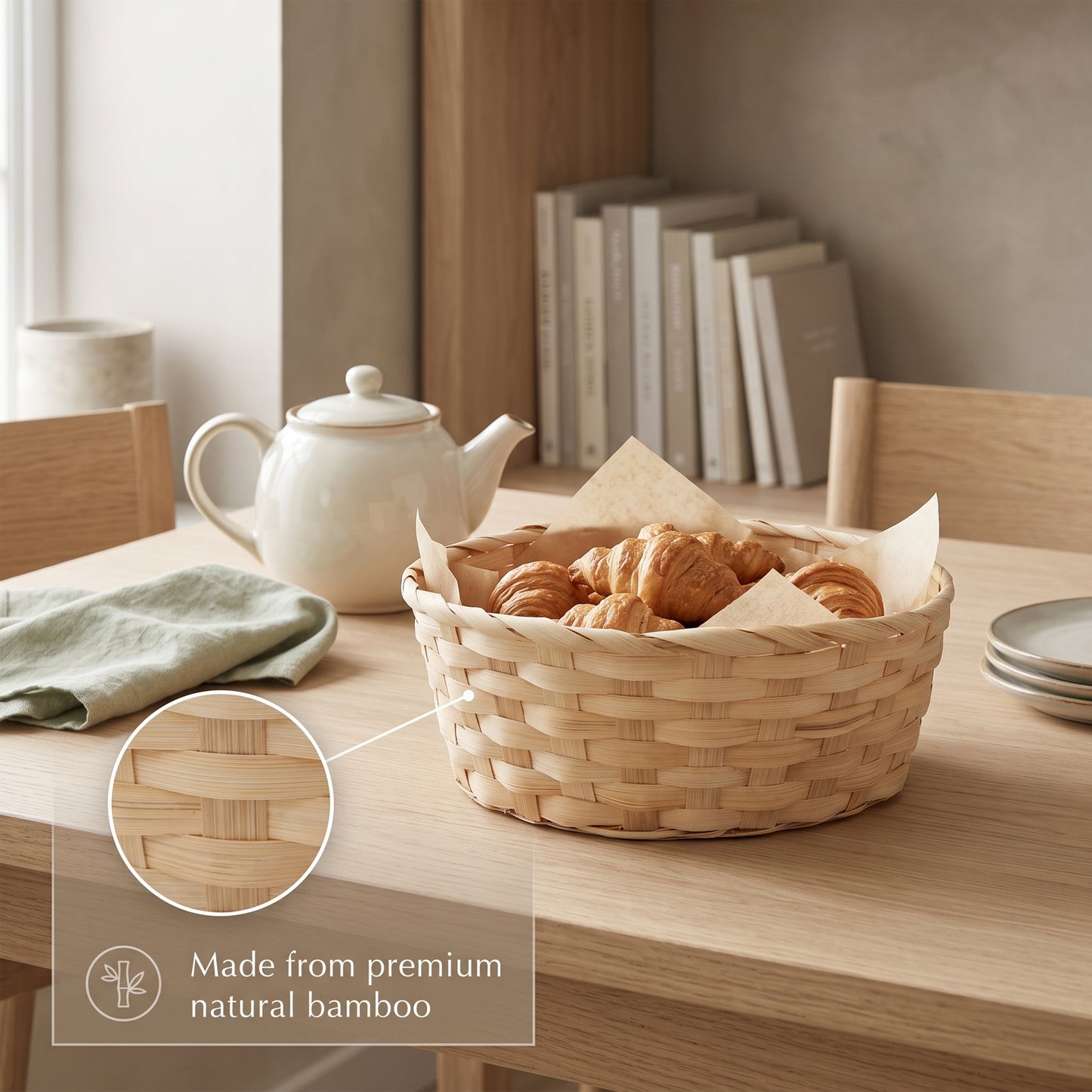 25cm Round Bamboo Packing Basket Tray