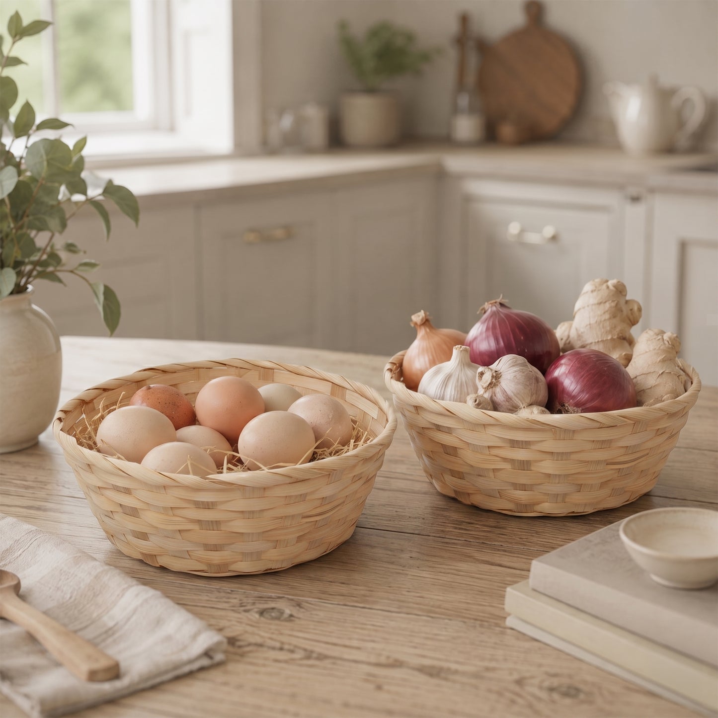 25cm Round Bamboo Packing Basket Tray