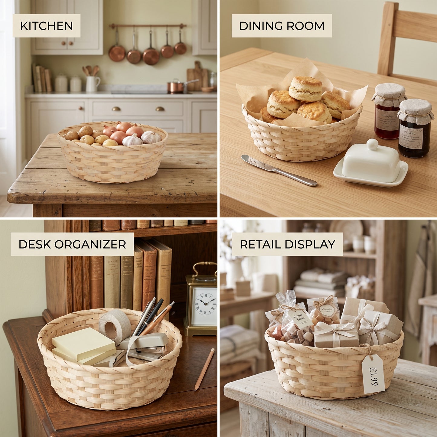 25cm Round Bamboo Packing Basket Tray
