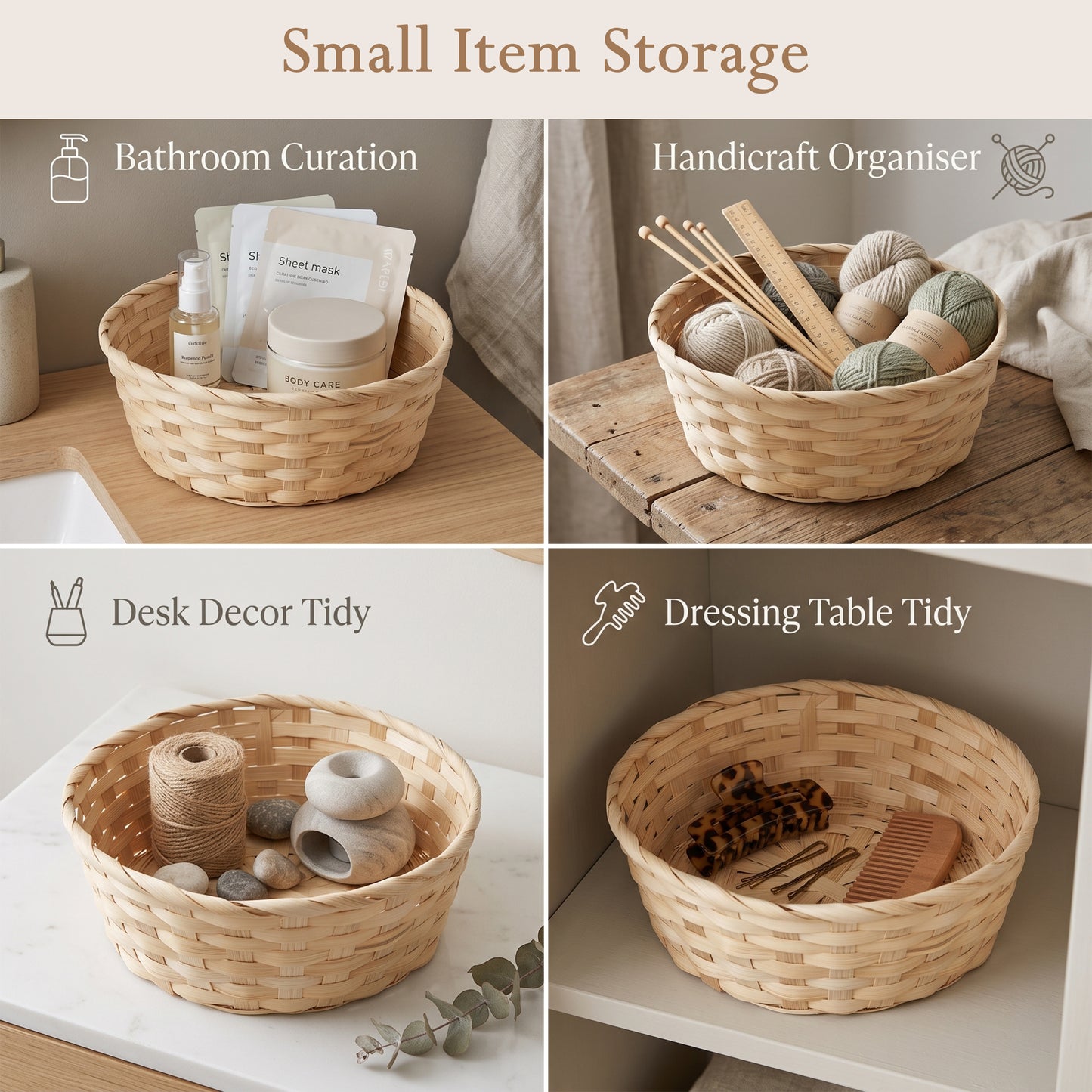 25cm Round Bamboo Packing Basket Tray