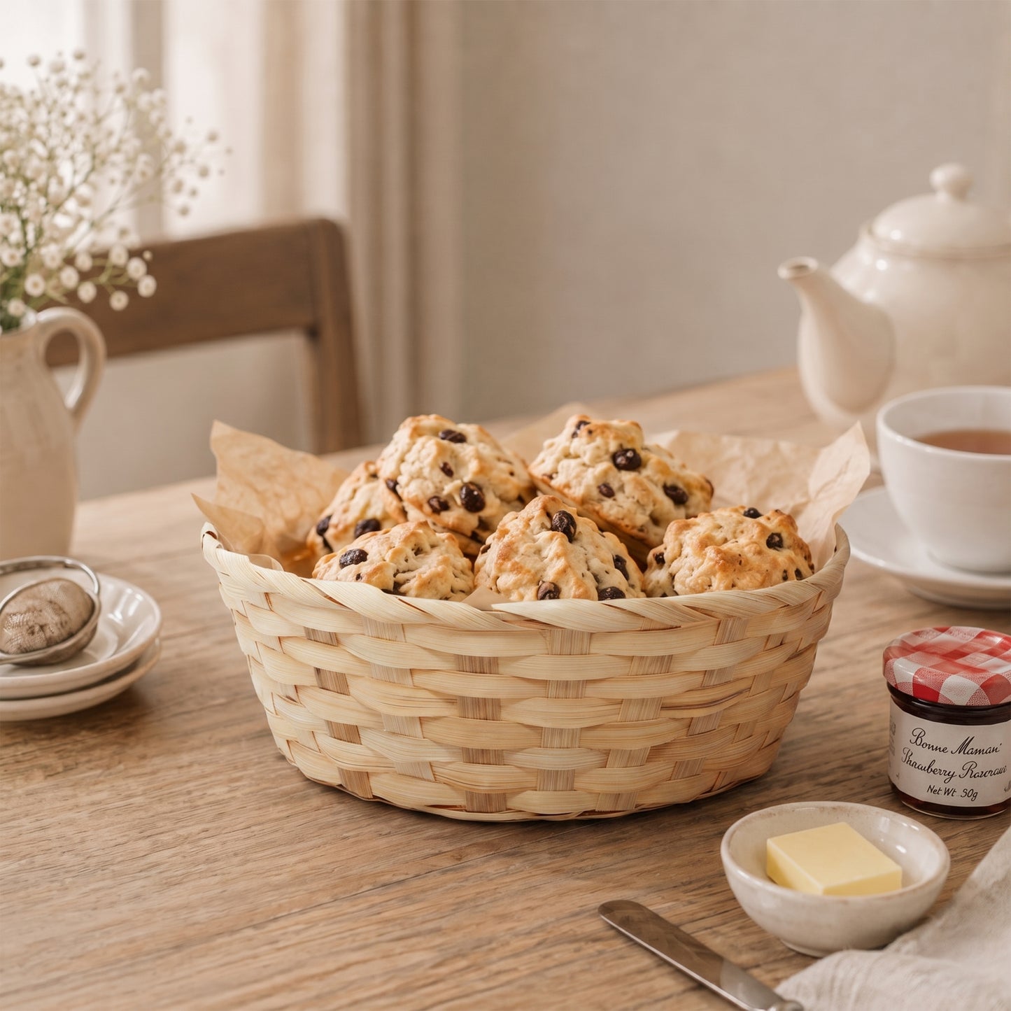 25cm Round Bamboo Packing Basket Tray