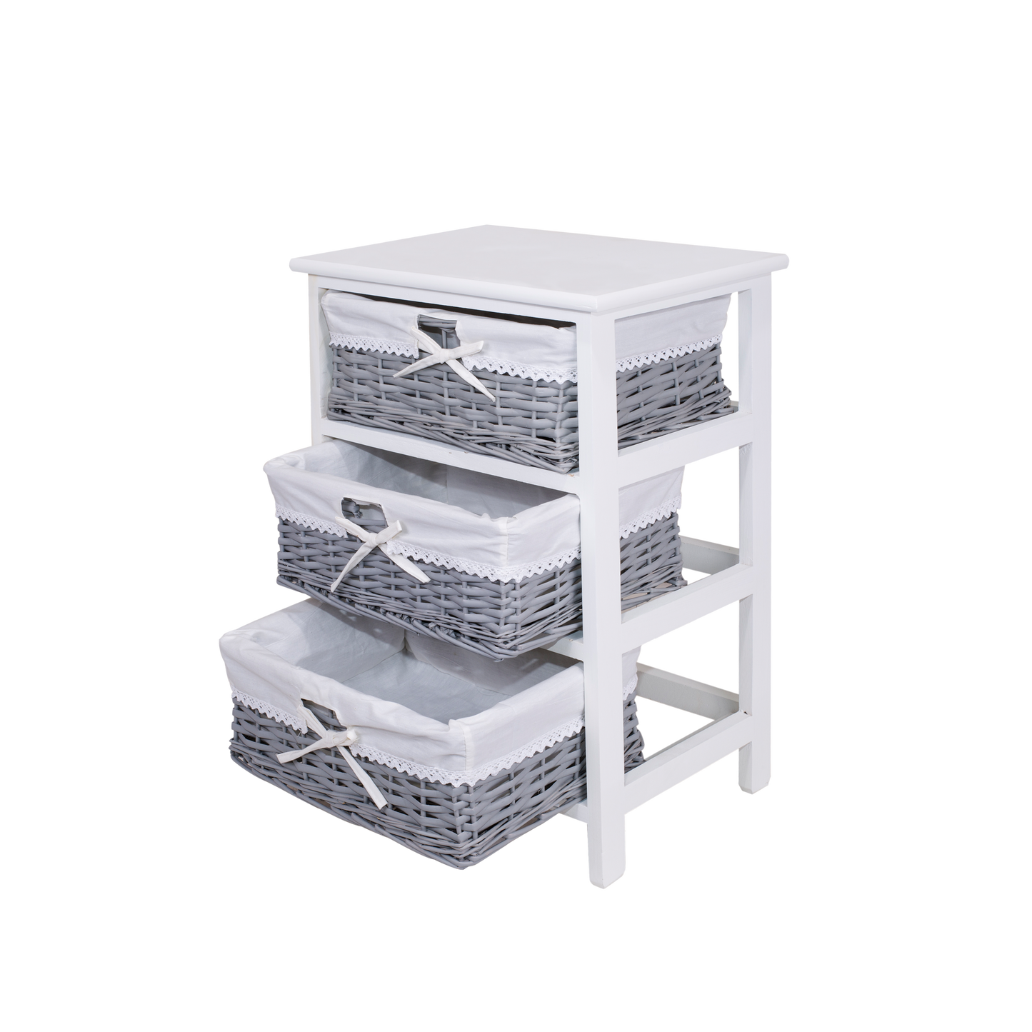 3 Drawers Wicker Basket Storage Unit