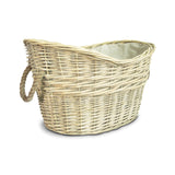 Natural Wicker Vintage Grey Basket with Liner and Handles (1 count) for Storage and Collection and Laundry at Home, Reusable Washable, Waterproof in Oval and Round Shape One size Dark Grey