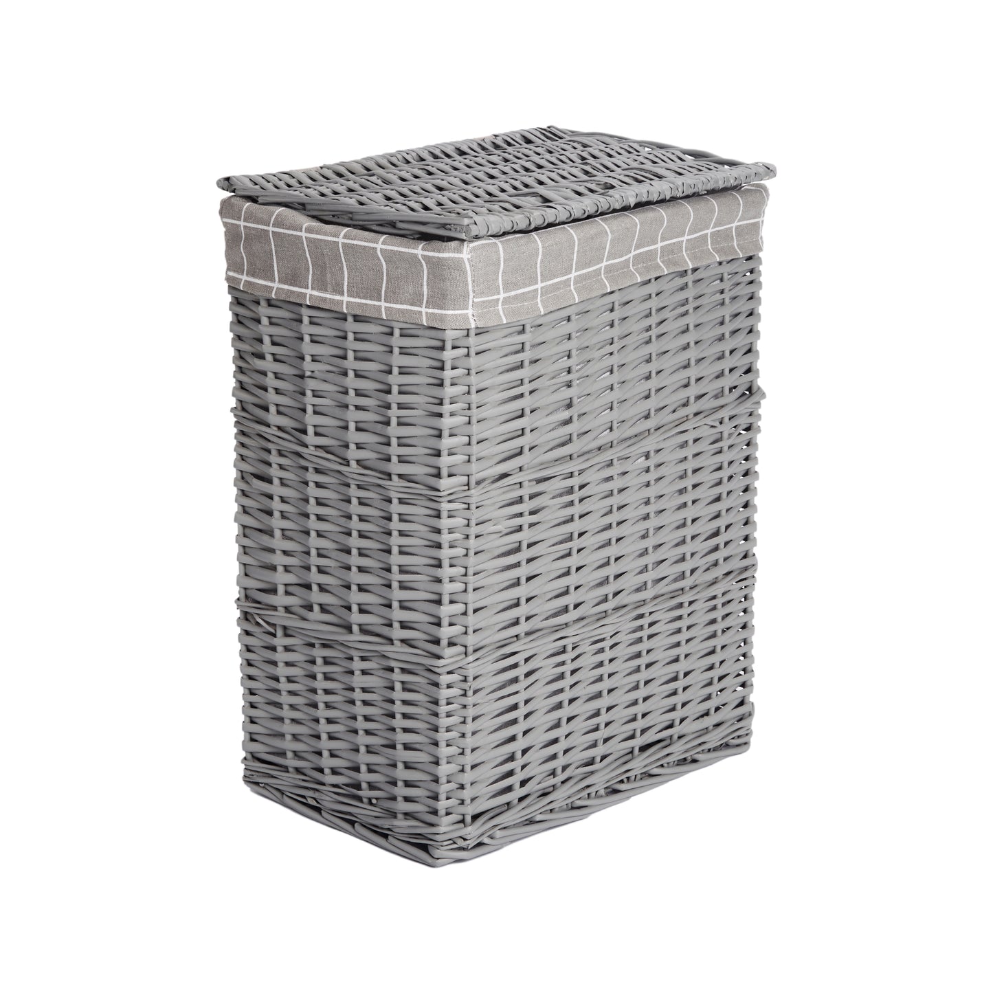 Grey Rectangular Wicker Laundry Basket with Lining - 2 Sizes