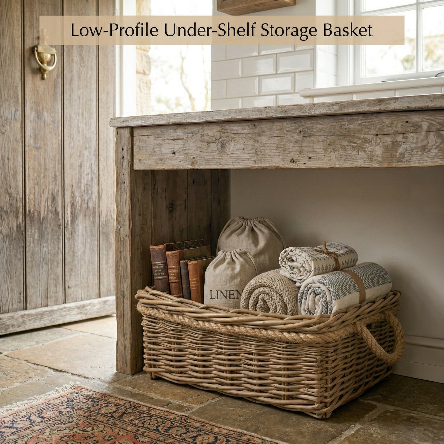 Rectangular Rope Handled Wicker Log Basket - 3 Sizes