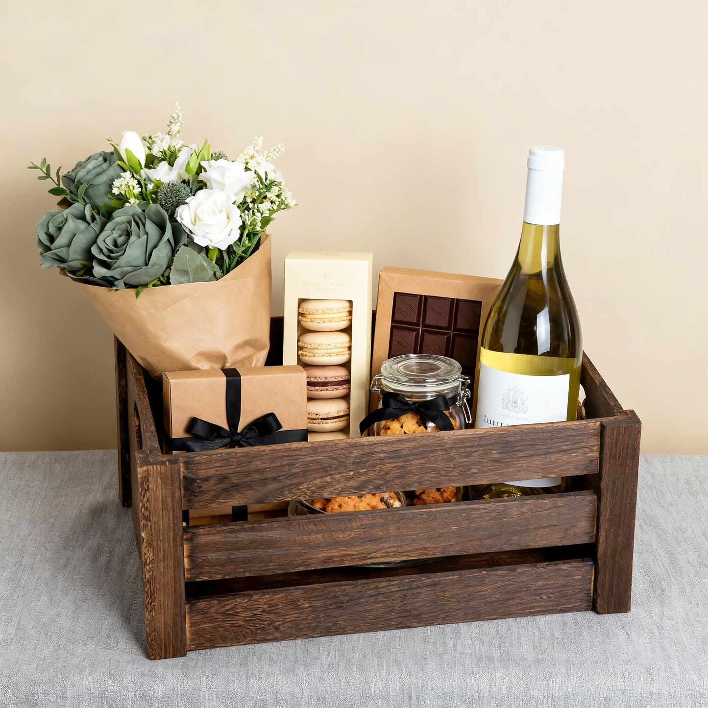 Brown Heart Cut-out Slatted Wooden Crate - 3 Sizes