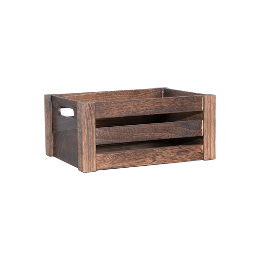 Brown Oval Cut-out Slatted Wooden Crate - 3 Sizes