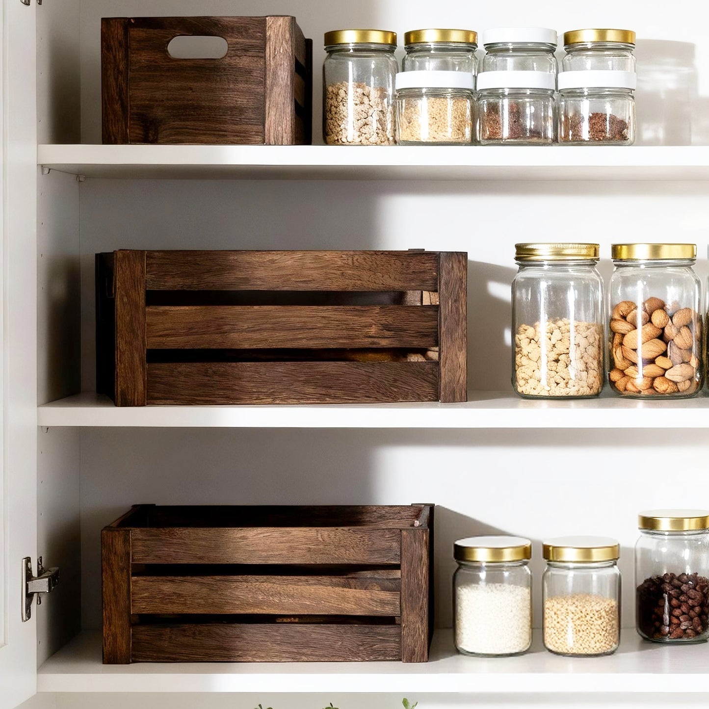 Brown Oval Cut-out Slatted Wooden Crate - 3 Sizes