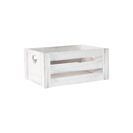 Grey Heart Cut-out Slatted Wooden Crate - 3 Sizes