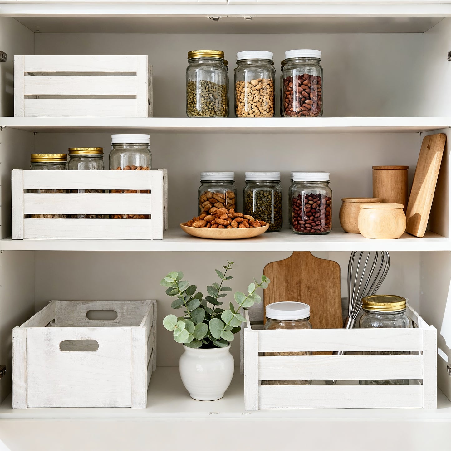 Grey Oval Cut-out Slatted Wooden Crate - 3 Sizes