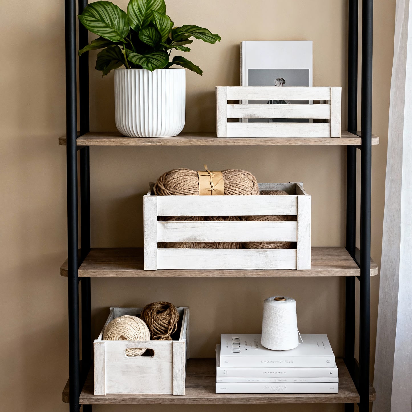 Grey Oval Cut-out Slatted Wooden Crate - 3 Sizes