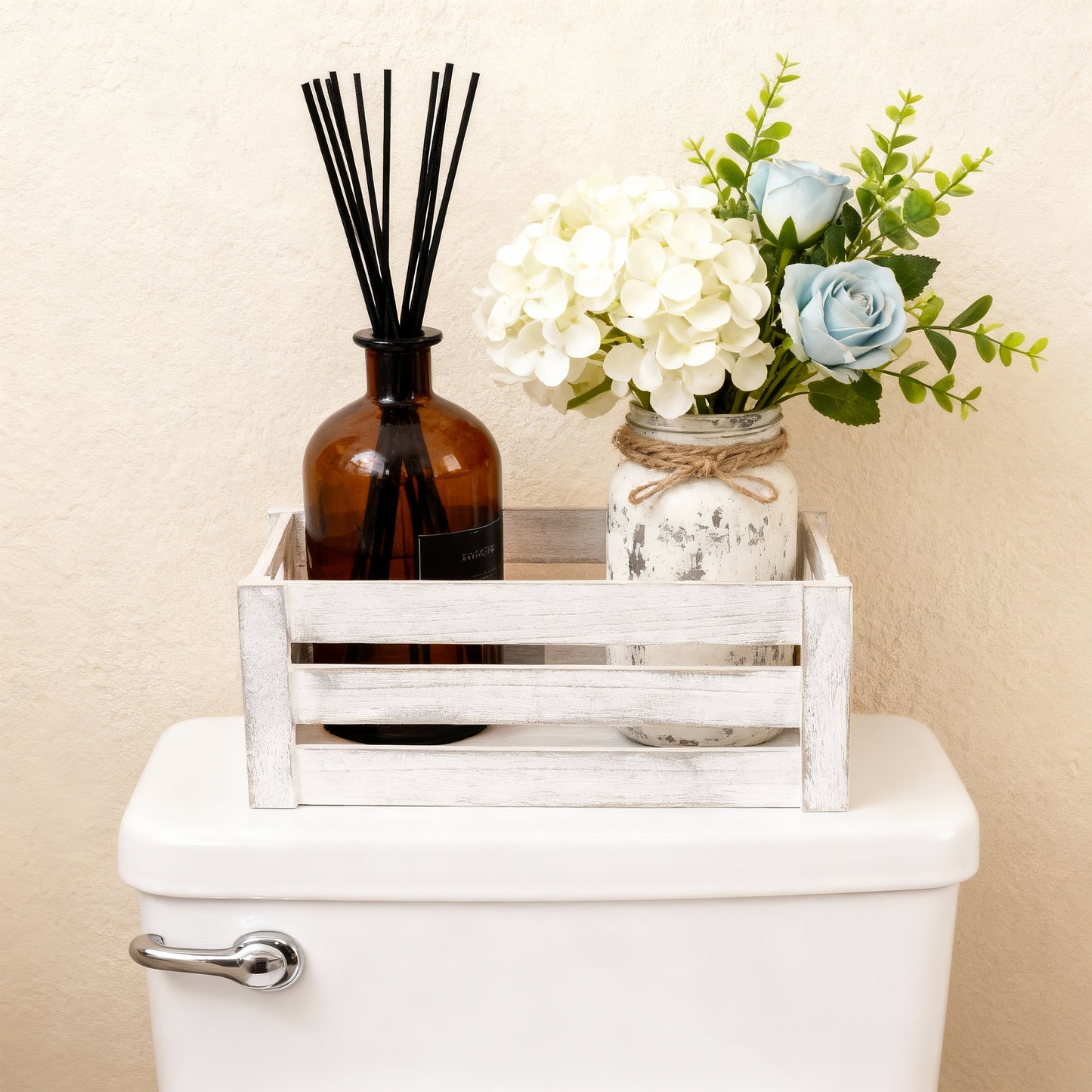 Grey Oval Cut-out Slatted Wooden Crate - 3 Sizes