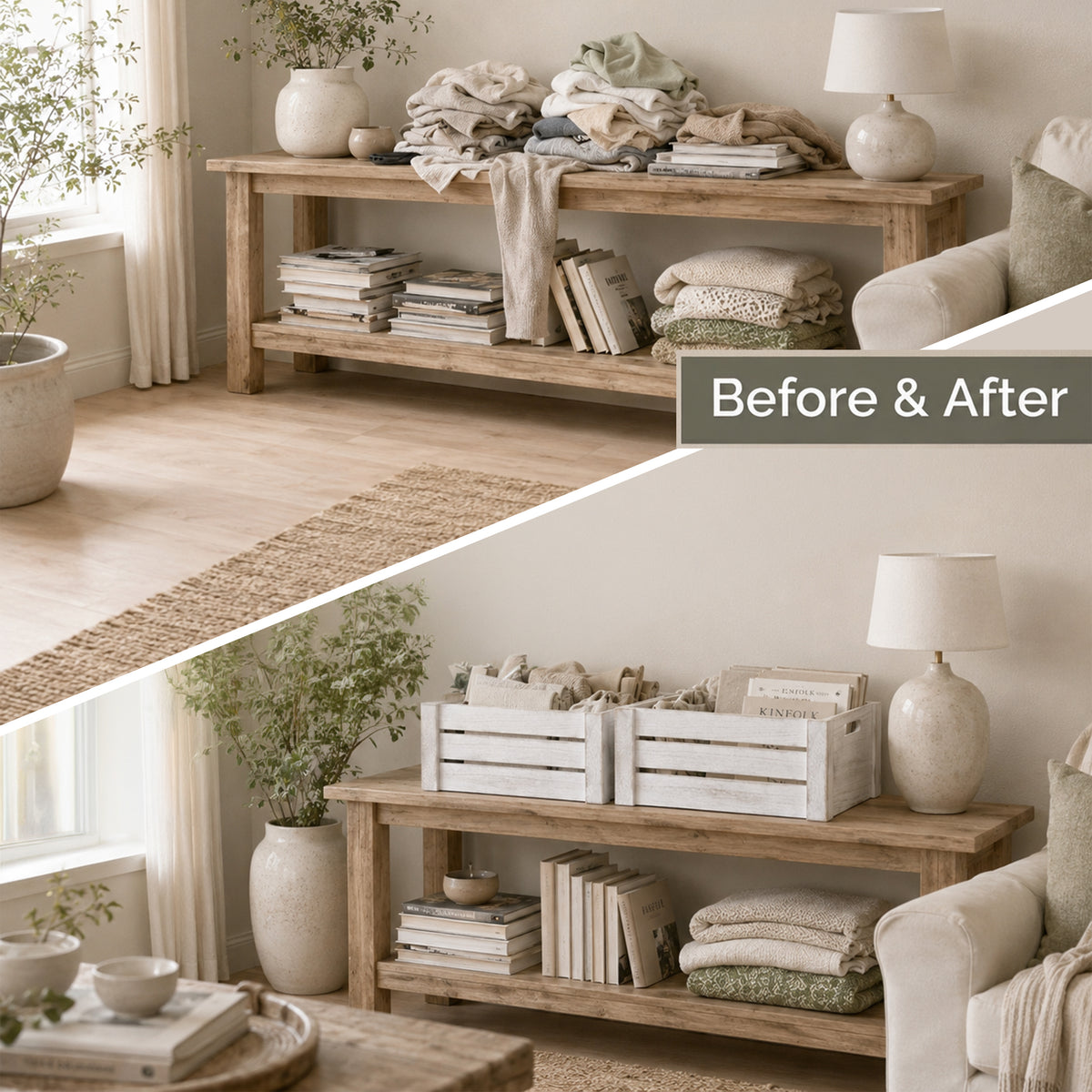 Grey Oval Cut-out Slatted Wooden Crate - 3 Sizes
