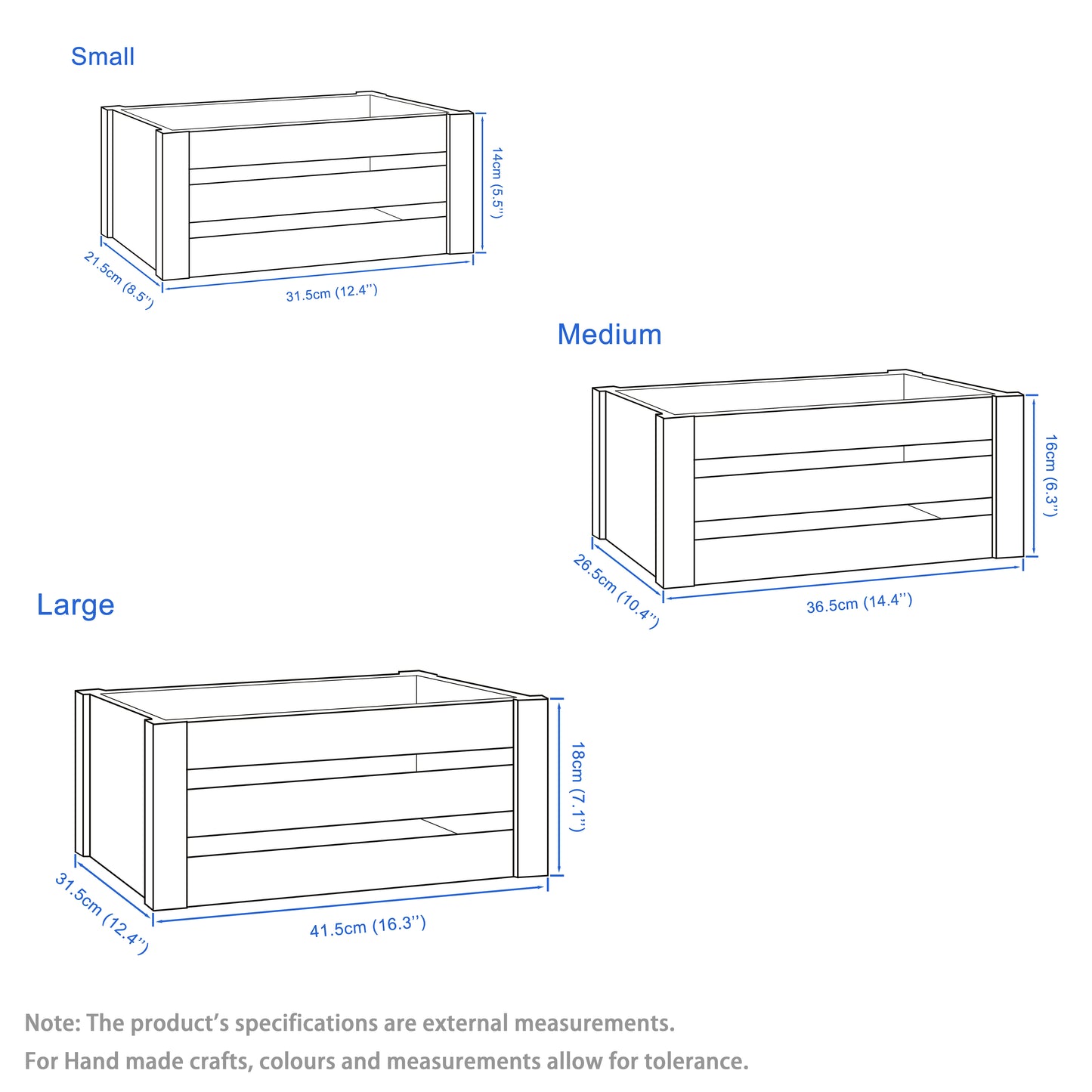 Grey Oval Cut-out Slatted Wooden Crate - 3 Sizes
