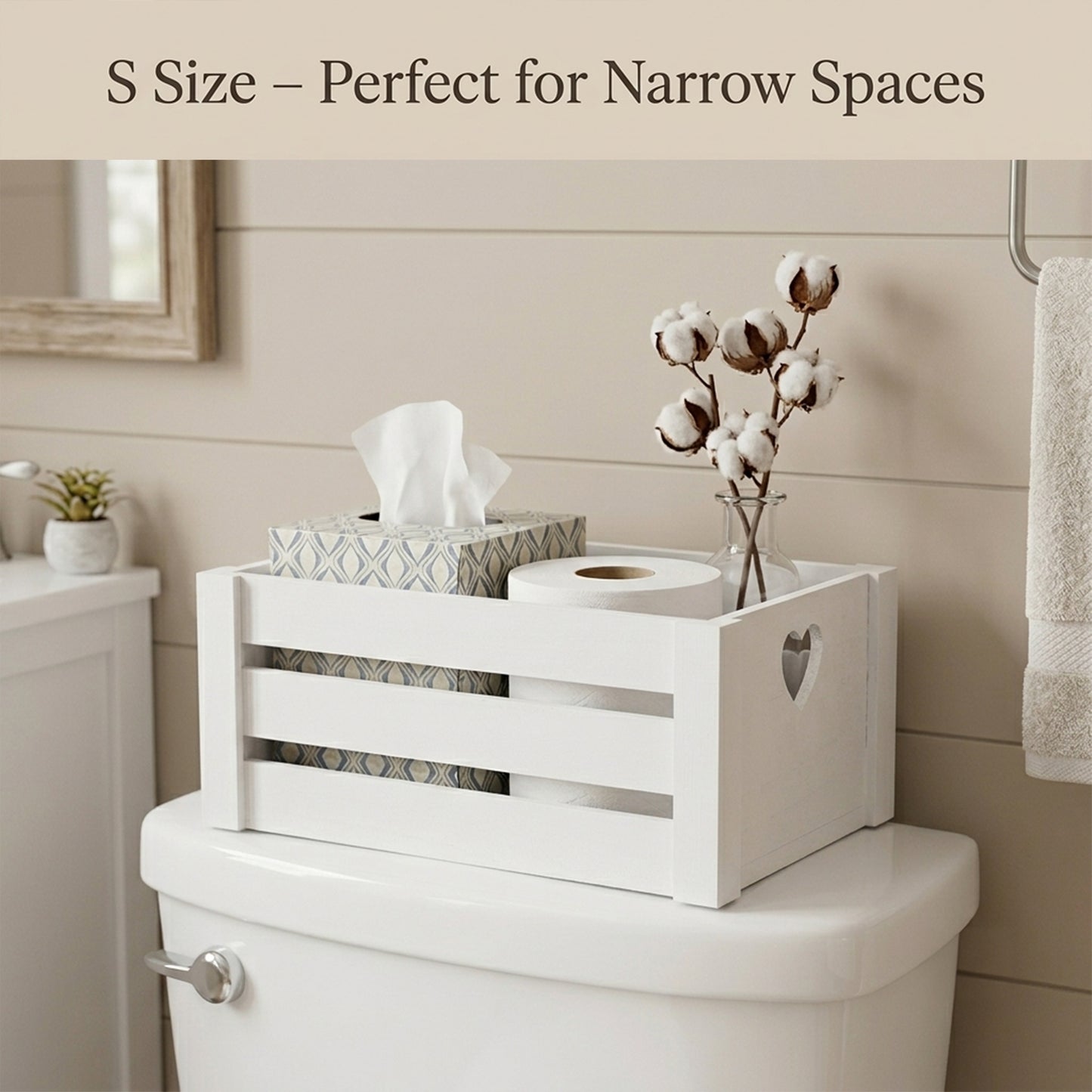 White Heart Cut-out Slatted Wooden Crate - 3 Sizes